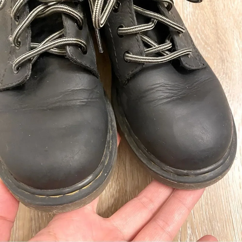 Dr. Marten Padley Leather Lace Up zipper side Black leather combat boots girls 1